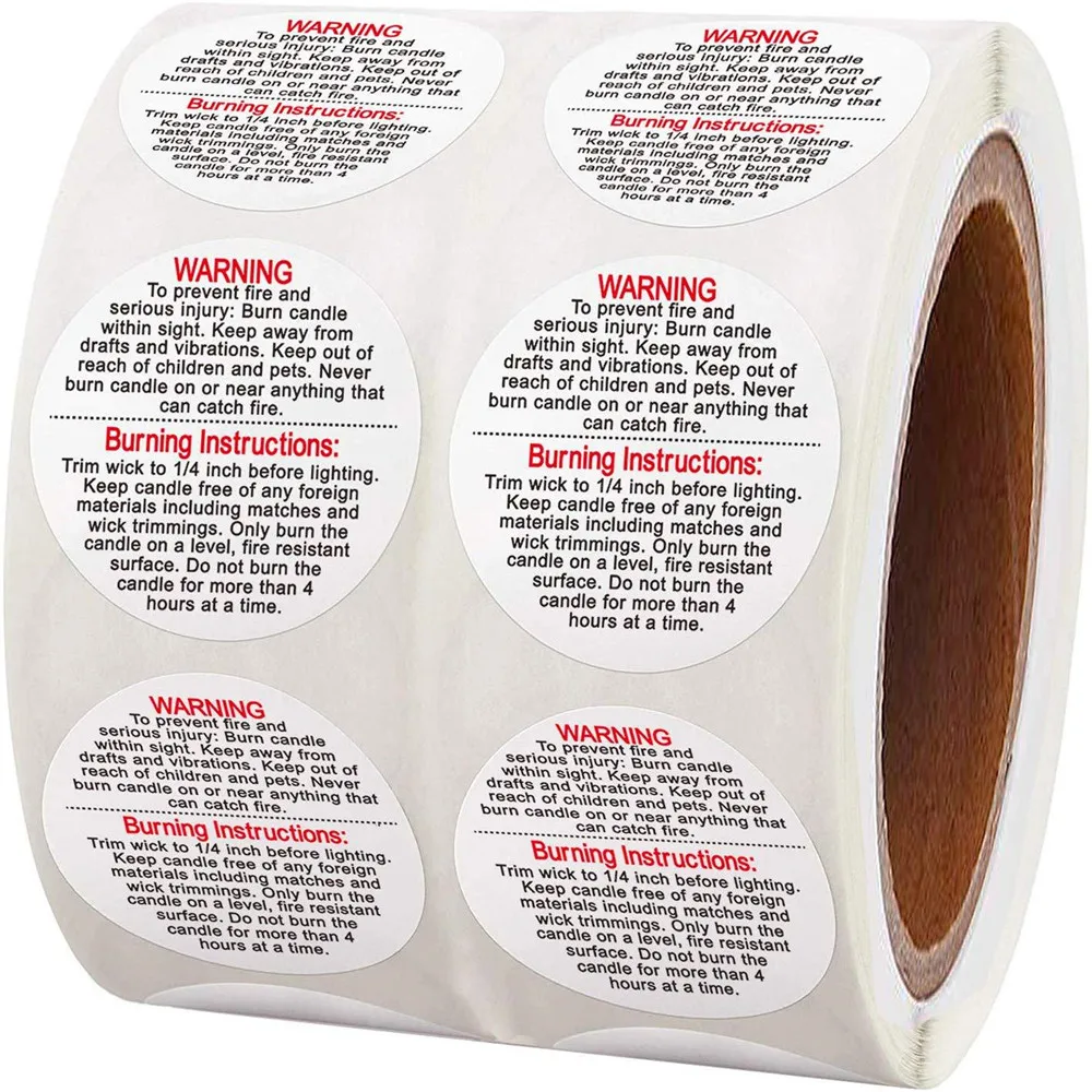Candle Warning Label 500pcs/roll 3.8cm Candle Jar Container Sticker Waterproof Candle Safety Label Vow Sticker Label
Candle Warning Label 500pcs/roll 3.8cm Candle Jar Container Sticker Waterproof Candle Safety Label Vow Sticker Label
