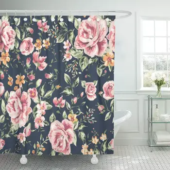 Blue Floral Vintage Flower Pattern on Navy Green Rose Shower Curtain Waterproof Polyester Fabric 72 x 72 Inches with Hooks 
Blue Floral Vintage Flower Pattern on Navy Green Rose Shower Curtain Waterproof Polyester Fabric 72 x 72 Inches with Hooks