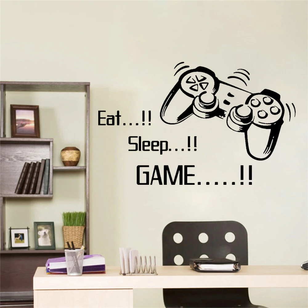 Eat Sleep Game виниловые наклейки на стену с буквами джойстик геймпад геймер настенные