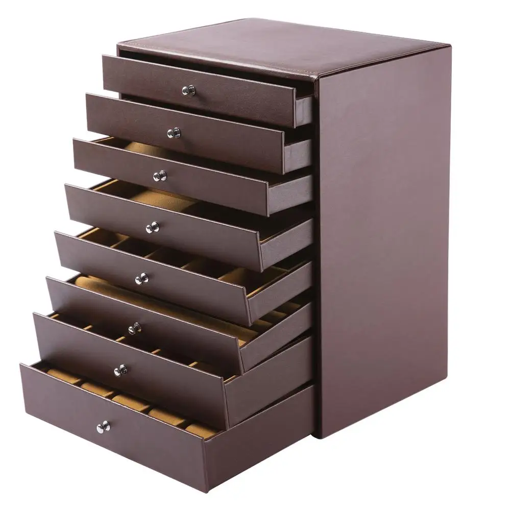 New Retro Leather 8-Storey Luxury Jewelry Necklaces Earrings, Sunglasses Watches Etc Desktop Storage Box For Decoration 
New Retro Leather 8-Storey Luxury Jewelry Necklaces Earrings, Sunglasses Watches Etc Desktop Storage Box For Decoration