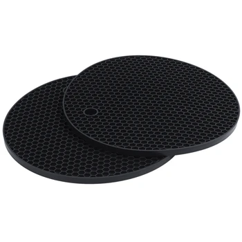 Set of 2 Silicone Coasters Pot Holder Cup Mat,Non Slip Flexible Durable Heat Resistant Hot Pad (Round) (2 Piece black) 
Set of 2 Silicone Coasters Pot Holder Cup Mat,Non Slip Flexible Durable Heat Resistant Hot Pad (Round) (2 Piece black)