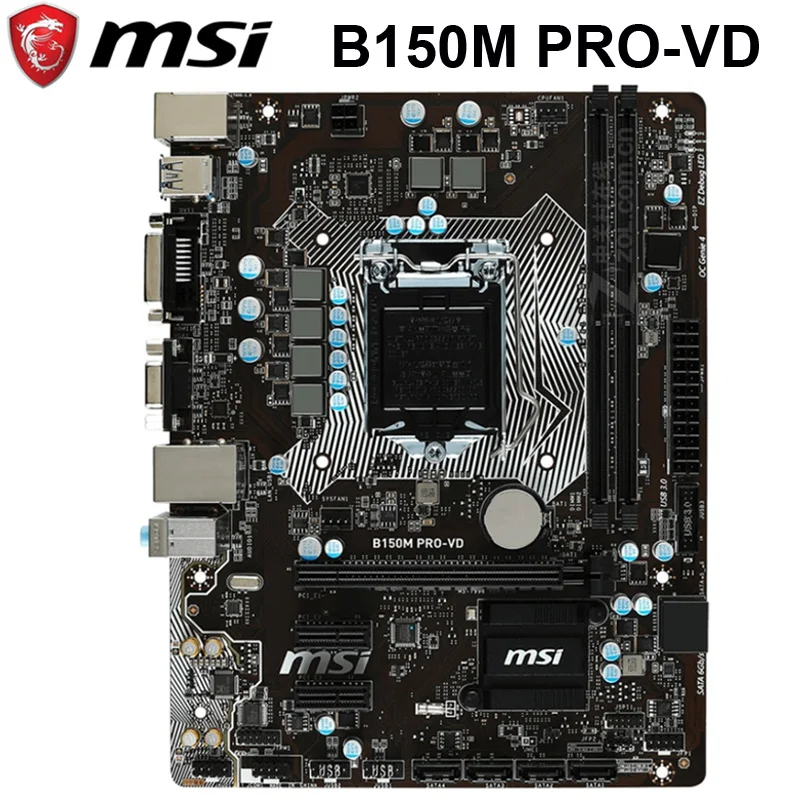 Материнская плата LGA 1151 MSI b150m Pro VD DDR4 32 Гб PCI-E 3 0 DVI SATA III Core i7 / i5 I3 десктопная