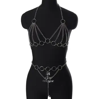 Body Chain Bra Harness Set Top Metal Ring Gothic Sexy Lingerie Belt Panties Punk Club Dance Women Adjustable Bra Accessories
Body Chain Bra Harness Set Top Metal Ring Gothic Sexy Lingerie Belt Panties Punk Club Dance Women Adjustable Bra Accessories
