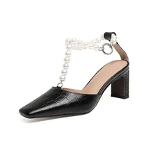 Fashion Women Shoes 2022 Genuine Leather Chunky Heel Vintage Pearl Sandals Summer Lady Shallow Buckle Square Toe Sandals
Fashion Women Shoes 2022 Genuine Leather Chunky Heel Vintage Pearl Sandals Summer Lady Shallow Buckle Square Toe Sandals