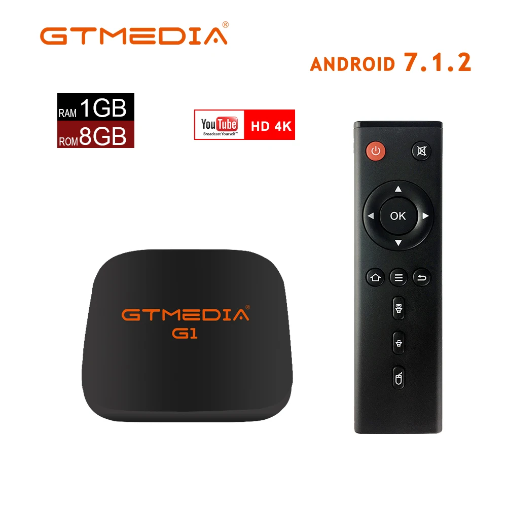

Germany GTMEDIA G1 Smart TV Android Box HDMI 2.0 Youtube 4K Amlogic S905W 1GB + 8GB Quad core ARM Cortex-A53 Black Set Top Box