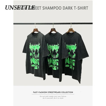 UNSETTLE Heavy Weight Fabric Washed High Street Fashion T-shirts Men Punk Rock Print Hip Hop Streetwear tshirt Short Sleeve Tees
UNSETTLE Heavy Weight Fabric Washed High Street Fashion T-shirts Men Punk Rock Print Hip Hop Streetwear tshirt Short Sleeve Tees