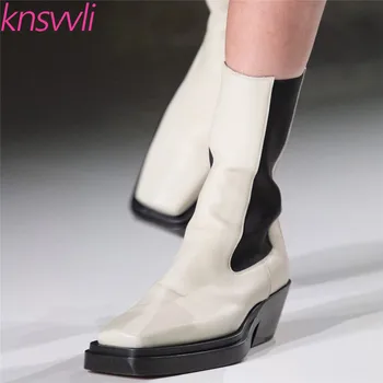 Square Toe Chelsea Boots Woman Solid Low Heels Stretch Boots Genuine Leather Chunky High Heels Short Boots Women Botas Mujer
Square Toe Chelsea Boots Woman Solid Low Heels Stretch Boots Genuine Leather Chunky High Heels Short Boots Women Botas Mujer