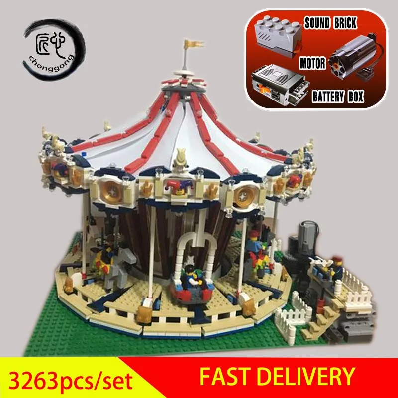 New with Motor Power Function City Street Carousel Model Building Kits Assembling Blocks Toy fit with 10176 diy Toys gift
New with Motor Power Function City Street Carousel Model Building Kits Assembling Blocks Toy fit with 10176 diy Toys gift