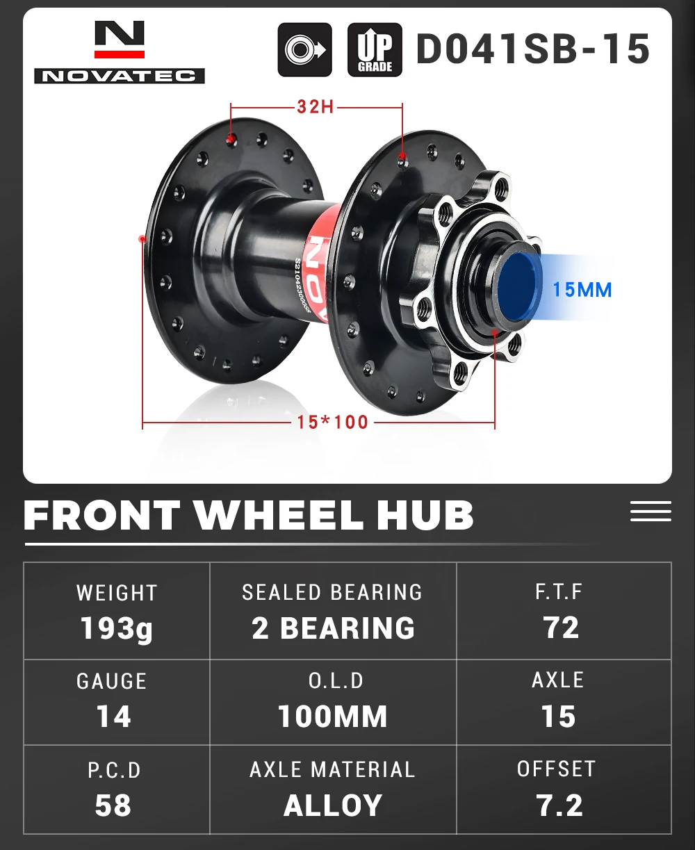 Novatec Bicycle Hub D442 D041 front rear wheel hub 2/4 bearing For 8/9/10/11/12 speed mountain bike hub 32H BOOST THRU 15/12MM Novatec Bicycle Hub D442 D041 front rear wheel hub 2/4 bearing For 8/9/10/11/12 speed mountain bike hub 32H BOOST THRU 15/12MM