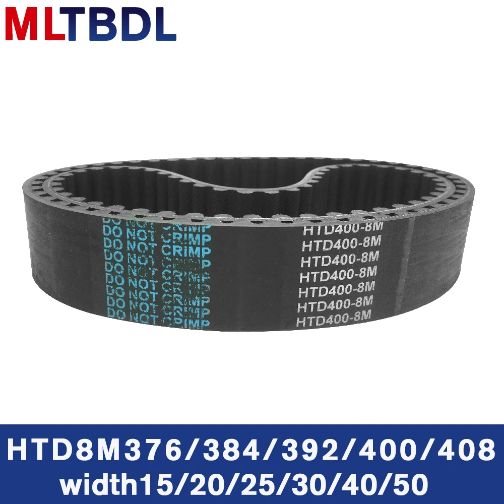 

Rubber synchronous belt HTD8M 376 384 392 400 408 pitch=8mm arc tooth industrial transmission belt toothed belt width 20/30/40mm
