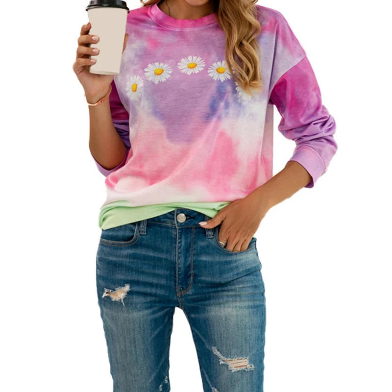 2020 Autumn Winter Womens Multicolor Sweatshirts Casual Long Sleeve Female Loose Daisy Printed Tops Tie Dyeing Pullovers Tops
2020 Autumn Winter Womens Multicolor Sweatshirts Casual Long Sleeve Female Loose Daisy Printed Tops Tie Dyeing Pullovers Tops