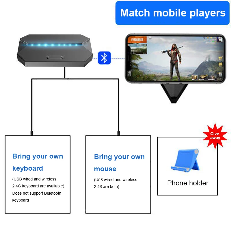 Bluetooth PUBG Mobile Gamepad Controller USB Gaming Keyboard Mouse Converter Adapter For Android Ios Phone For PS4 Xbox Switch
Bluetooth PUBG Mobile Gamepad Controller USB Gaming Keyboard Mouse Converter Adapter For Android Ios Phone For PS4 Xbox Switch