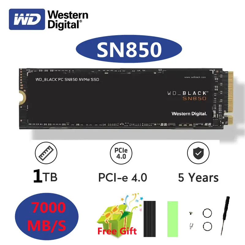 Фото Акция! Внутренний твердотельный накопитель Western Digital 1 ТБ WD_BLACK SN850 PCIe 4 0 Gen4 technology 1T