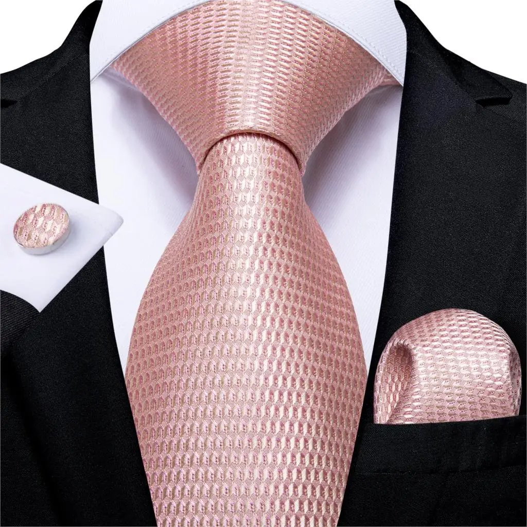 DiBanGu модный персиковый розовый Мужской подарочный галстук с зажимом запонки 150 см
