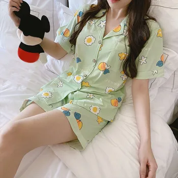 New Summer Ladies Silk Flower print Pajamas Suit Button Casual Wear Suit M-XL for female
New Summer Ladies Silk Flower print Pajamas Suit Button Casual Wear Suit M-XL for female