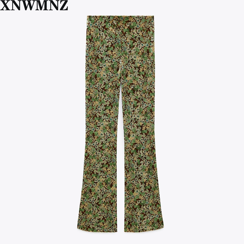 XNWMNZ Za women printed velvet trousers High-waist trousers featuring flared hems and invisible side zip fastening Female chic
XNWMNZ Za women printed velvet trousers High-waist trousers featuring flared hems and invisible side zip fastening Female chic