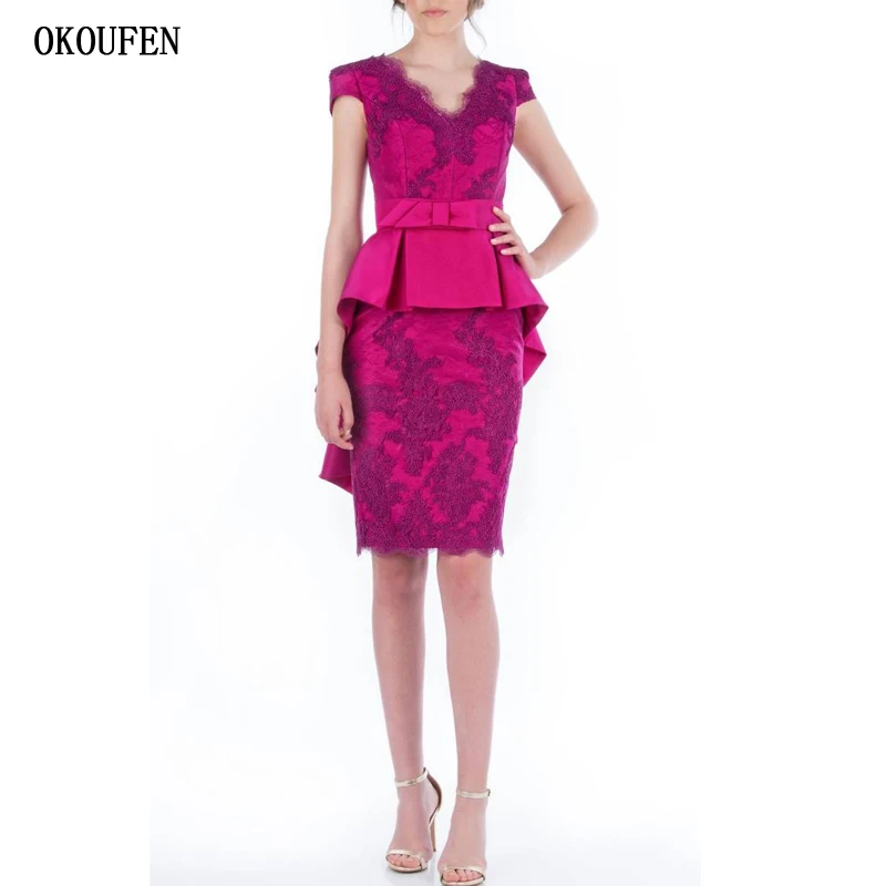 Fuchsia Mother of the Bride Dresses 2019 Knee Length Short Sleeve V-Neck Sashes Women Wedding Party Gowns Kurti madrinha farsali
Fuchsia Mother of the Bride Dresses 2019 Knee Length Short Sleeve V-Neck Sashes Women Wedding Party Gowns Kurti madrinha farsali