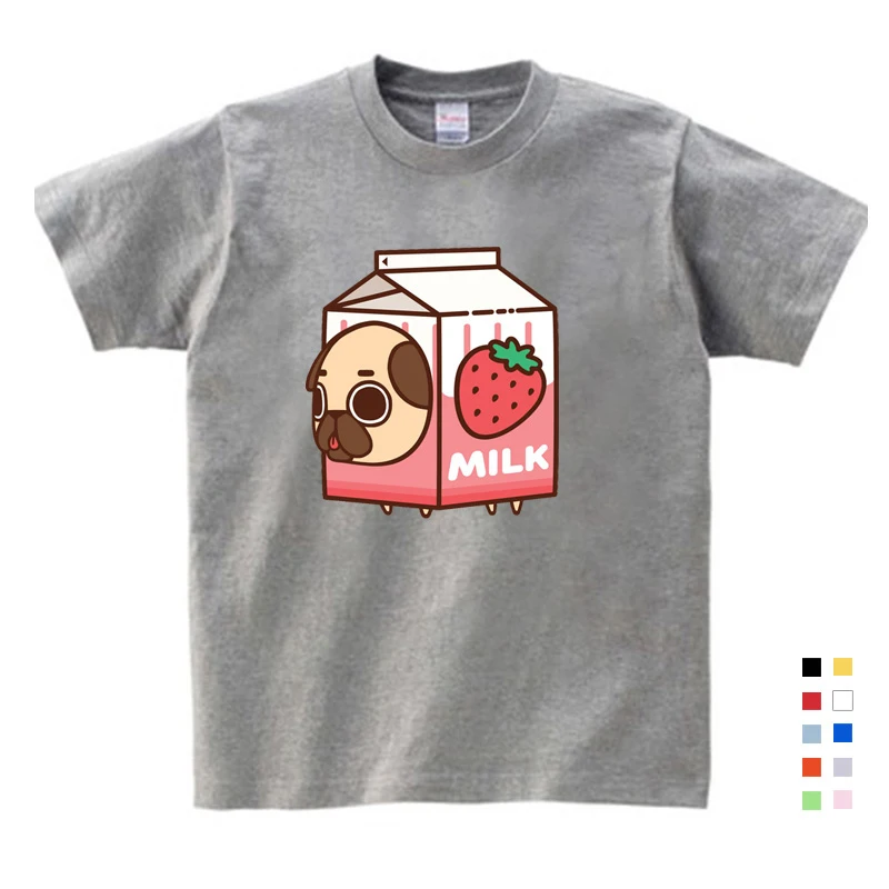 

kids girls baby clothes for summer Puppy Cake Box Printing T Shirt boys summer clothes short white cotton t-shirts 3-12 years