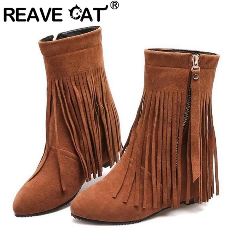 Женские сапоги до середины икры REAVE CAT, флоковые сапоги больших размеров 33-43 с заостренным носком и увеличенным каблуком, черные, красные, персиковые Сапоги на молнии с кисточками, S2749
Женские сапоги до середины икры REAVE CAT, флоковые сапоги больших размеров 33-43 с заостренным носком и увеличенным каблуком, черные, красные, персиковые Сапоги на молнии с кисточками, S2749