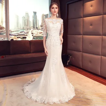 Wedding Dress 2020 Mrs Win Half Sleeve Elegant Boat Neck Lace Up Mermaid Dress Off The Shoulder Princess Luxury Vestido De Noiva
Wedding Dress 2020 Mrs Win Half Sleeve Elegant Boat Neck Lace Up Mermaid Dress Off The Shoulder Princess Luxury Vestido De Noiva