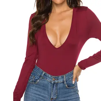 Hot Sale Women Sexy Solid Color Long Sleeve Deep V Neck Slim Thin Cotton Jumpsuit Bodysuit
Hot Sale Women Sexy Solid Color Long Sleeve Deep V Neck Slim Thin Cotton Jumpsuit Bodysuit