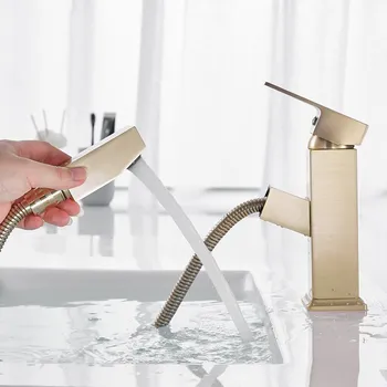 Pull Out Bathroom Faucet Bathroom Basin Faucet with Shower Head Water Mixer Sink Tap Single Handle Deck Mounted Brushed Gold Tap
Pull Out Bathroom Faucet Bathroom Basin Faucet with Shower Head Water Mixer Sink Tap Single Handle Deck Mounted Brushed Gold Tap