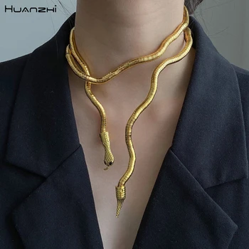 HUANZHI 2020 New Punk Cool Bendy Multilayer Metal Alloy Gold Black Color Snake Necklace and Bracelet for Women and Men Jewelry
HUANZHI 2020 New Punk Cool Bendy Multilayer Metal Alloy Gold Black Color Snake Necklace and Bracelet for Women and Men Jewelry