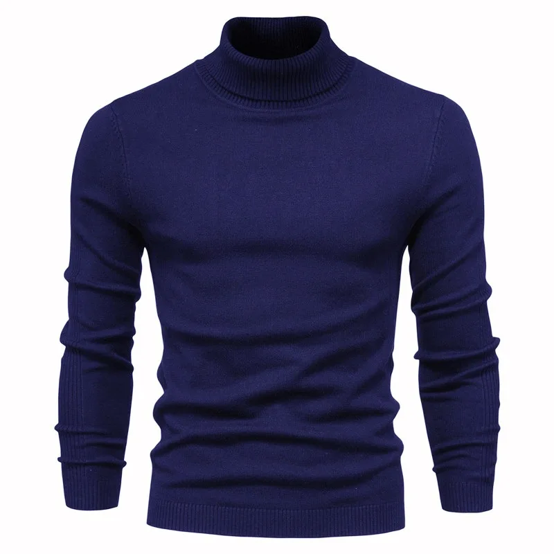

New Winter Turtleneck Thick Mens Sweaters Casual Turtle Neck Solid Color Quality Warm Slim Turtleneck Sweaters Pullover Men