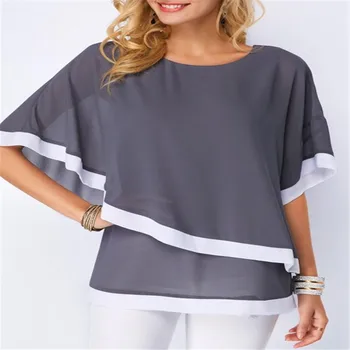 Summer 2020 Chiffon Shirt Bat Sleeve Stitching Irregular Loose Casual 5XL Big Top and Large Size Women's Top
Summer 2020 Chiffon Shirt Bat Sleeve Stitching Irregular Loose Casual 5XL Big Top and Large Size Women's Top