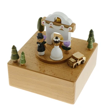 Wedding Themed Wooden Music Box Craft, Wind Up Toy Birthday Holiday Present 
Wedding Themed Wooden Music Box Craft, Wind Up Toy Birthday Holiday Present