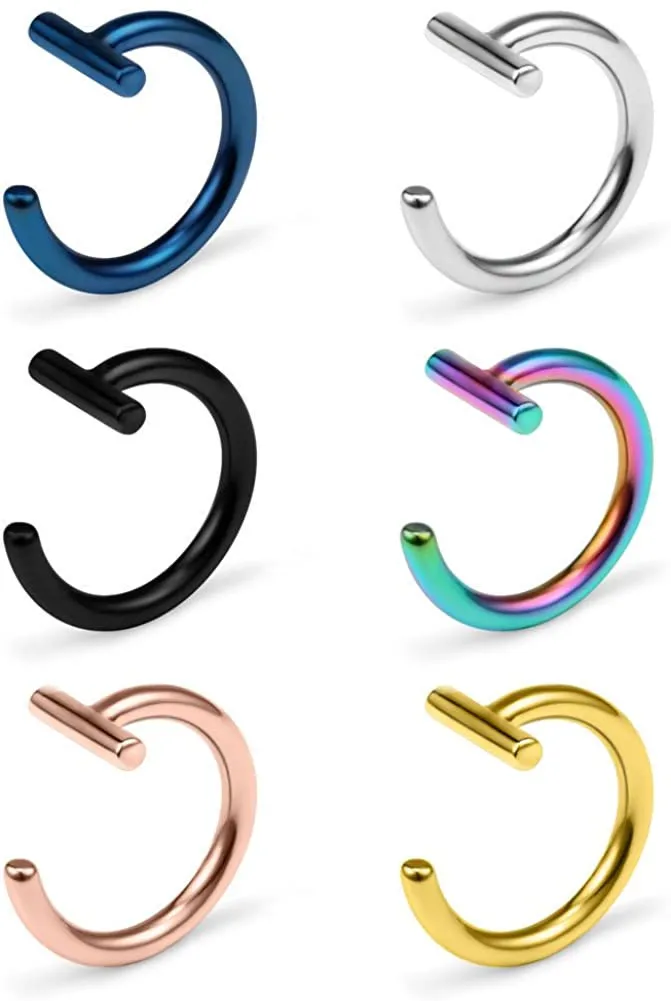 14G T Shaped Stainless Steel Gothic Clip on Non piercing Double Fake Cuff Lip Nose Ring Septum Hoop Women Girls Men 6pcs
14G T Shaped Stainless Steel Gothic Clip on Non piercing Double Fake Cuff Lip Nose Ring Septum Hoop Women Girls Men 6pcs