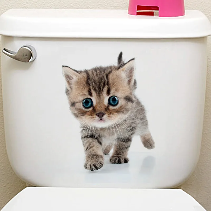 3D Наклейка на стену с кошкой собакой ванной спальней животными туалет наклейка s