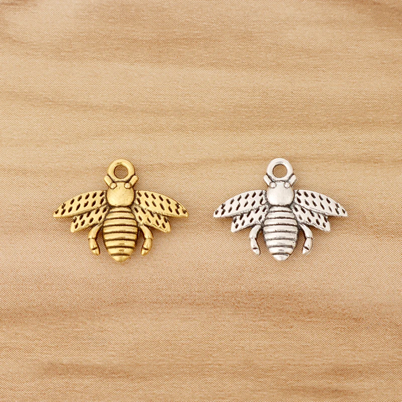 

50 Pieces Tibetan Silver/Gold Color Insect Bumble Bee Honeybee Charms Pendants Beads for DIY Earring Jewellery Making Findings