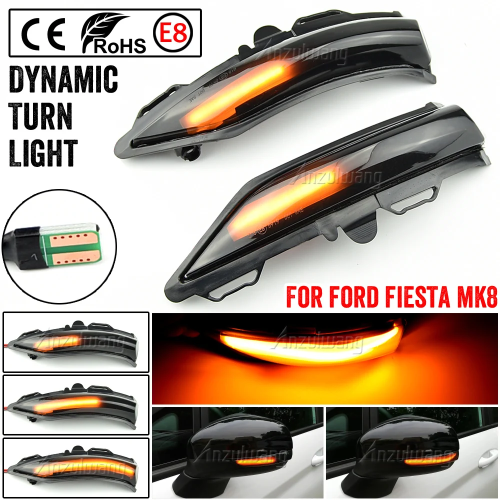 

Car Styling For Ford Fiesta ST Line MK8 2018 2019 PUMA 2020 LED Side Wing Dynamic Turn Signal Light Rearview Mirror Indicator