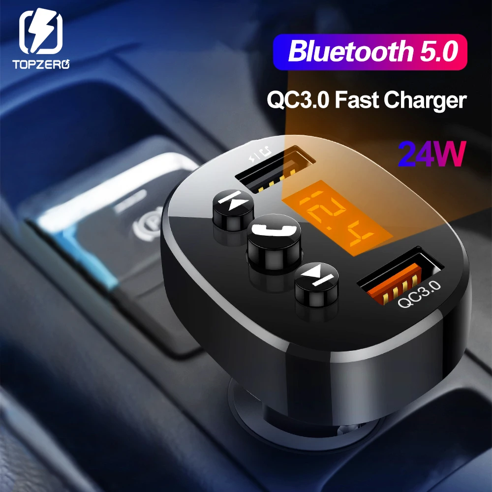 Автомобильное зарядное устройство Unversal Bluetooth FM передатчик QC 3 0 два USB зарядного