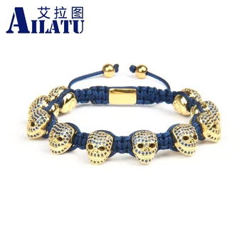 Ailatu Luxury Blue Cz Heart Skull Macrame Bracelets Top Quality Free Logo Service Rope Chain Men Fashion Jewelry
Ailatu Luxury Blue Cz Heart Skull Macrame Bracelets Top Quality Free Logo Service Rope Chain Men Fashion Jewelry