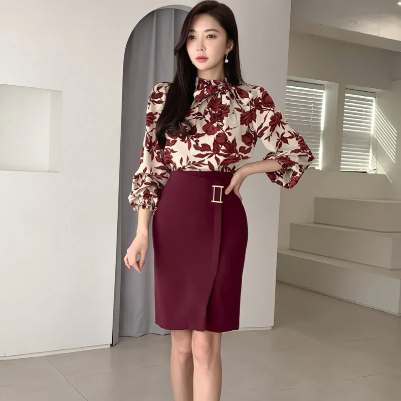2020 Spring Clothing New Products Korean-style Elegant Lantern Sleeve Printed Shirt High-waisted Sheath Skirt Two-Piece Set 
2020 Spring Clothing New Products Korean-style Elegant Lantern Sleeve Printed Shirt High-waisted Sheath Skirt Two-Piece Set