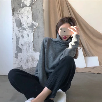 2 colors 2019 winter korean style solid color loose knitted warm turtleneck sweaters womens sweaters and pullovers(R3362)
2 colors 2019 winter korean style solid color loose knitted warm turtleneck sweaters womens sweaters and pullovers(R3362)