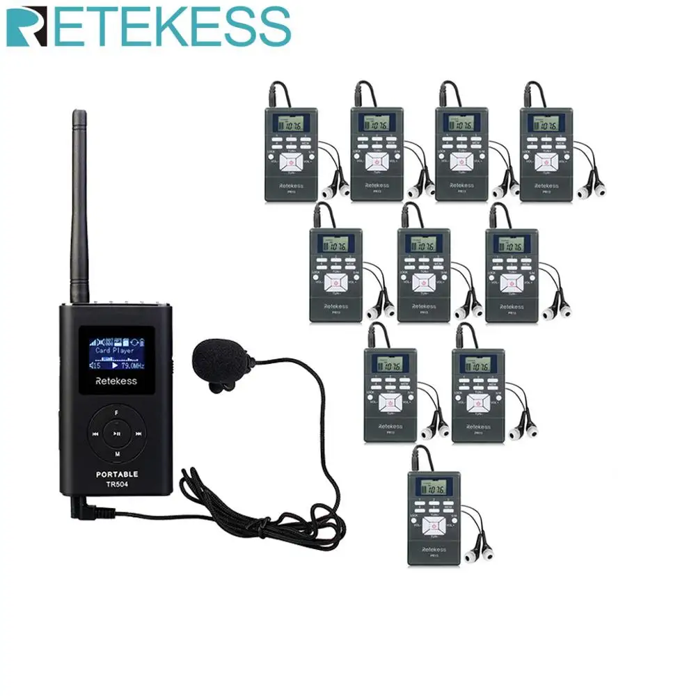 

0.6W 1 FM Transmitter TR504 + 10 FM Radio Receiver PR13 Wireless Tour Guide System for Guiding Church Meeting Translation System