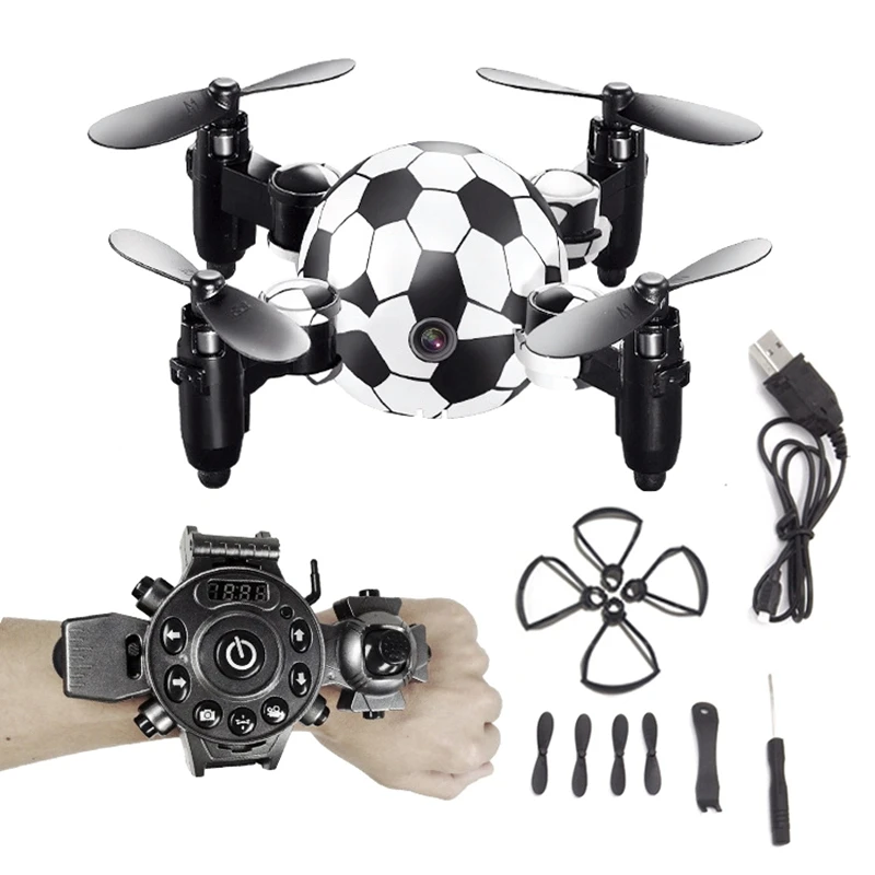 Portable Mini Helicopter,DH800 RC Drone Foldable Football Watch Quadcopter WiFi FPV Camera 0.3MP Aerial Photography Real-Time Tr
Portable Mini Helicopter,DH800 RC Drone Foldable Football Watch Quadcopter WiFi FPV Camera 0.3MP Aerial Photography Real-Time Tr
