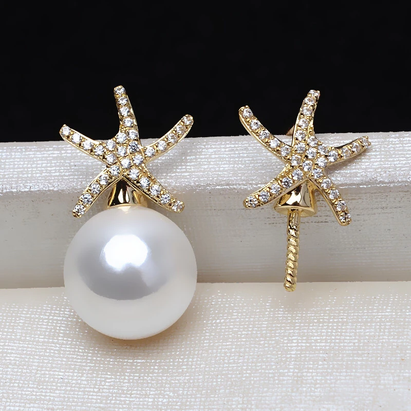 

NEW ARRIVAL 18K Gold AU750 Earrings Mountings Findings Mounts Base Jewelry Settings Accessories Part for Pearls Jade Crystal