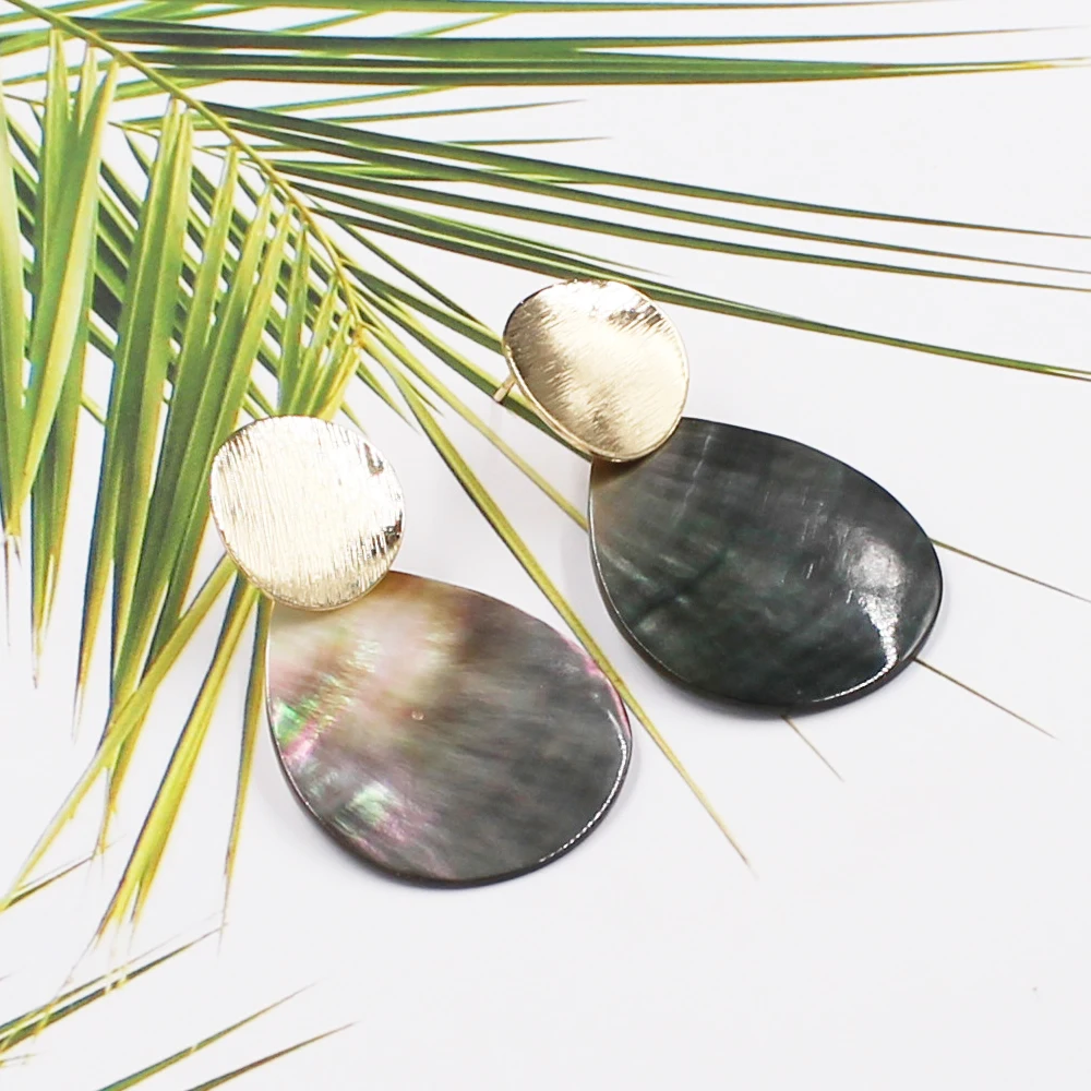 Korean Trendy Women Drop Earring Natural Mother of Pearl Black Shell Water Drop Geometric Gold Alloy Dangle Earrings
Korean Trendy Women Drop Earring Natural Mother of Pearl Black Shell Water Drop Geometric Gold Alloy Dangle Earrings