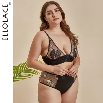 Ellolace Plus size Lingerie Set Floral Embroidery See Through Underwear Set Deep V Transparent Bra Set Erotic Lingerie Wholesale
Ellolace Plus size Lingerie Set Floral Embroidery See Through Underwear Set Deep V Transparent Bra Set Erotic Lingerie Wholesale