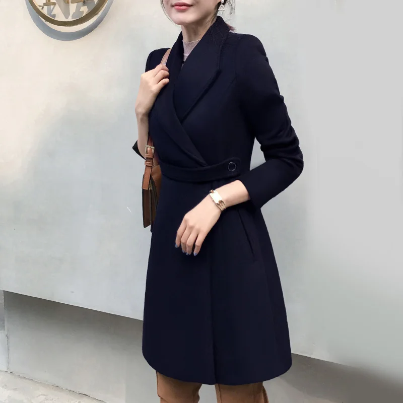 high quality Women's professional woolen coat women's long section plus cotton thickening black woolen coat female Slim winter
high quality Women's professional woolen coat women's long section plus cotton thickening black woolen coat female Slim winter