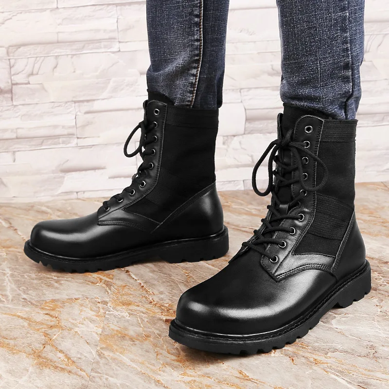Autumn And Winter Men Medeum Hight Leather Boots round-Toe Puncture-Proof Combat Boots Combat Boots plus Velvet Warm Cotton-padd
Autumn And Winter Men Medeum Hight Leather Boots round-Toe Puncture-Proof Combat Boots Combat Boots plus Velvet Warm Cotton-padd