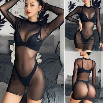 Black Mesh Sheer Bikini Cover Up Women's Beach Dress Swimwear Bathing Suit See Through Tunic Transparent
Black Mesh Sheer Bikini Cover Up Women's Beach Dress Swimwear Bathing Suit See Through Tunic Transparent
