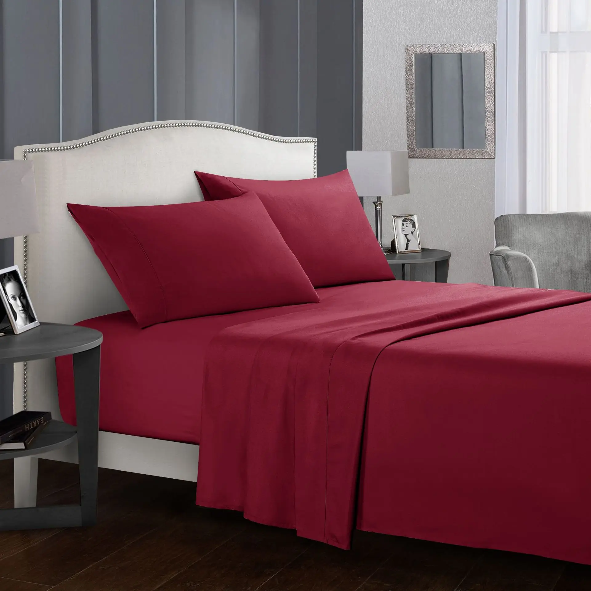 Wine Red Bedding Set Bed Linens Flat Sheet+Fitted Sheet+Pillowcase Twin/Full/Queen/ King/California King Size Soft Comfortable
Wine Red Bedding Set Bed Linens Flat Sheet+Fitted Sheet+Pillowcase Twin/Full/Queen/ King/California King Size Soft Comfortable