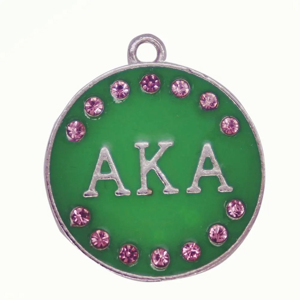 Custom Design Metal Alpha Ka Apha Sorority Bracelet Necklace Making Green Enamel Pink Crystal Letter Engraved AKA Charm
Custom Design Metal Alpha Ka Apha Sorority Bracelet Necklace Making Green Enamel Pink Crystal Letter Engraved AKA Charm