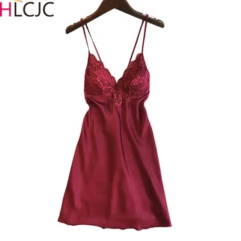 2020 Autumn Women Sexy Silk Satin Nightgown Sleeveless Nightdress V-neck Summer Lace Sexy Nightshirts Cozy Sling Sleepshirts
2020 Autumn Women Sexy Silk Satin Nightgown Sleeveless Nightdress V-neck Summer Lace Sexy Nightshirts Cozy Sling Sleepshirts