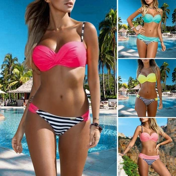 Women Striped Sexy Bikinis Summer Beach Contrast Color Two-Piece Suits Swimwear Push Up Bathing Suit Female Monokini Beachwear
Women Striped Sexy Bikinis Summer Beach Contrast Color Two-Piece Suits Swimwear Push Up Bathing Suit Female Monokini Beachwear
